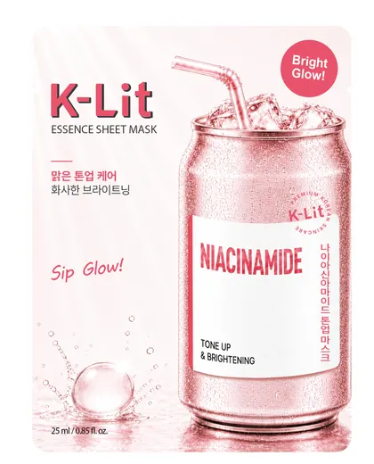K-LIT NIACINAMIDE TONE-UP SHEET MASK, 25 ml