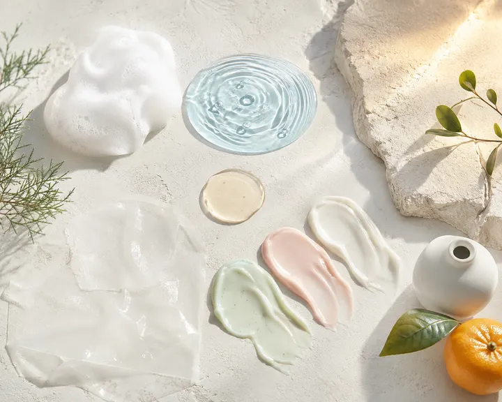 Skincare textures representing the seven K-Lit product categories